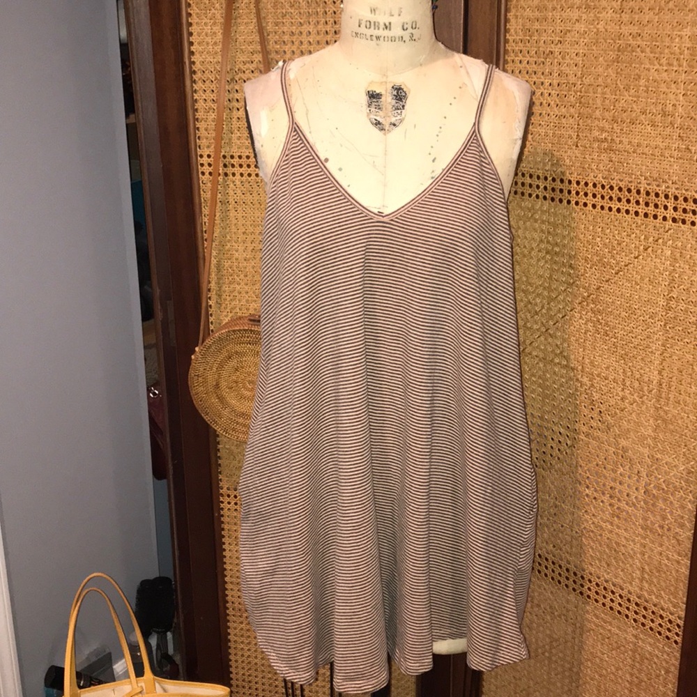 Cotton striped swing dress with pockets!